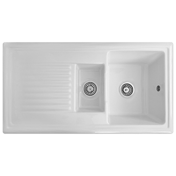 Reginox 1010 x 525mm 1.5 Bowl Inset Ceramic Kitchen Sink White