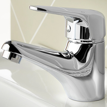 Deva Adore Chrome Basin Mixer Tap with Press Top Waste - Lever Handle - Deck Mounted