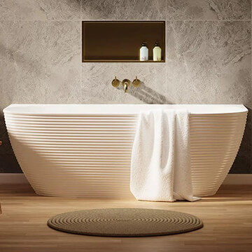 Crosswater Auriga Fluted Back To Wall Acrylic Bath - 1700 x 800mm