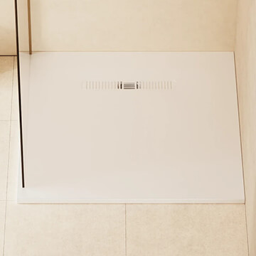 Crosswater Vito Gloss White Low-Profile Square Shower Tray 900 x 900mm - 25mm High - Dolomite