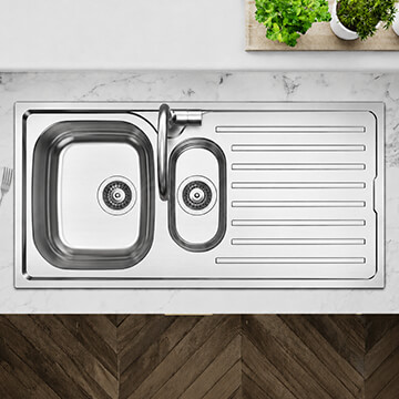 Clearwater Ava 1000 x 500mm 1.5 Bowl Kitchen Sink And Drainer