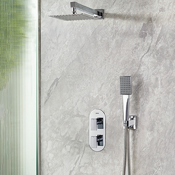 Bristan Tangram Thermostatic Concealed Shower Valve with Fixed Head and Handset Kit