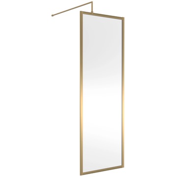 Nuie Wetroom Shower Screens with Support Bar 1950mm High - Aluminium Outer Frame