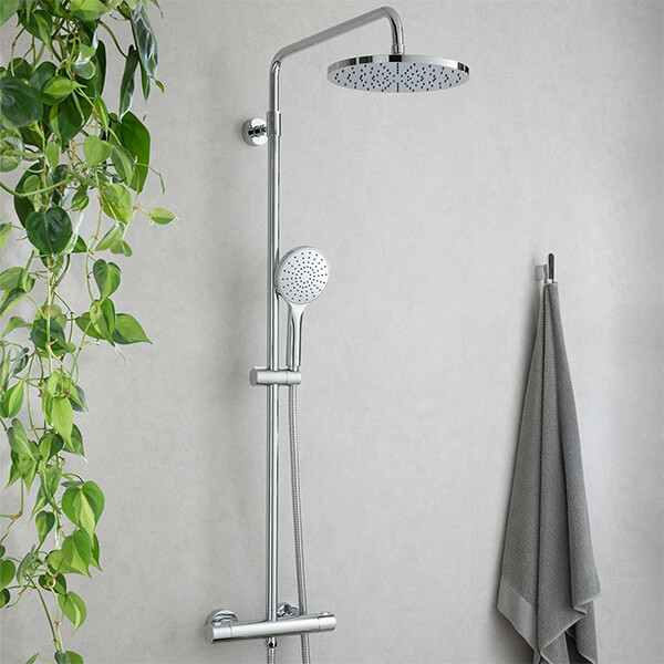 Vado Velo Adjustable Round Chrome Thermostatic Shower Column