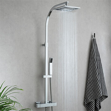 Vado Velo Adjustable Square Chrome Thermostatic Shower Column