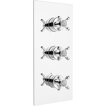 Bristan 1901 Chrome Concealed Thermostatic Shower Valve - 3 Control - Rectangular Trim