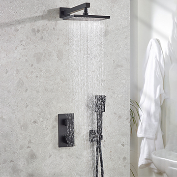 Bristan Cobalt Matt Black Concealed Thermostatic Shower Valve with Fixed Head and Handset