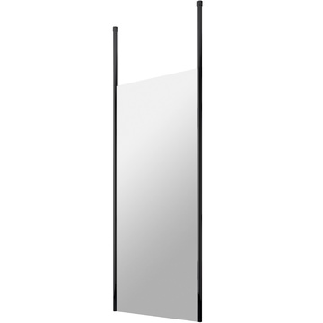 Nuie Matt Black Walk-In Wetroom Shower Screen with Ceiling Poles - Aluminium Frame - Reversible