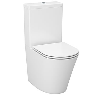 IMEX Arco Rimless Close Coupled WC Pan with Cistern and Soft Close Seat - Closed Back - 360 x 610mm