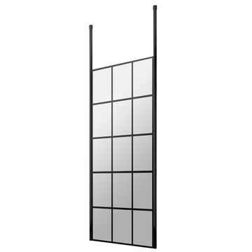 Nuie Black Grid 2-Way Walk-In Wetroom Shower Screen with Ceiling Posts - 1950mm High