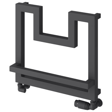 Reina Ticino Anthracite Designer Heated Towel Rail - 500 x 450mm - Mild Steel