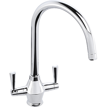 Abode Astral Traditional Chrome Kitchen Mixer Tap with Swan Neck Spout - Stick Handles