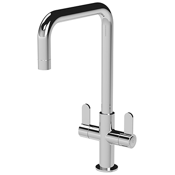 Nuie Kosi Chrome Kitchen Sink Mixer Tap with U-Shaped Spout - Flat Handles