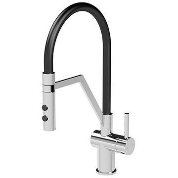 Nuie Ravi Pull-Out Chrome Kitchen Mixer Tap with Flexible Swan Neck Spout