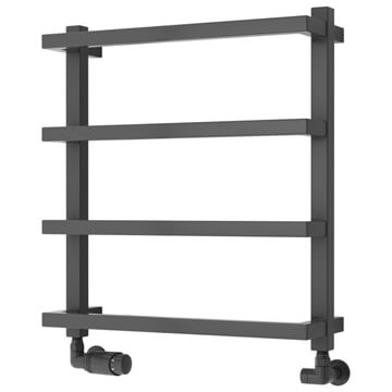 Reina Glora Square Tubes Designer Anthracite Heated Towel Rail - 500mm Wide - Mild Steel