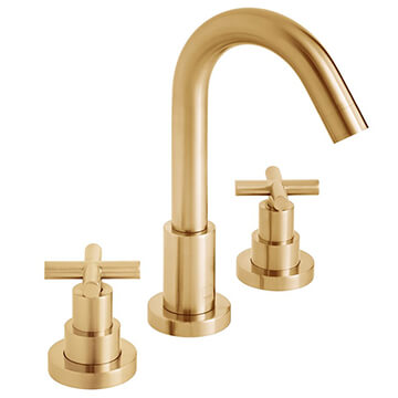 Vado Individual Elements 3 Hole Bath Filler Tap with Crosshead Handles and Curved Spout - Deck Mounted - Image