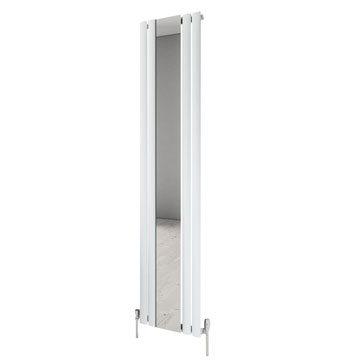 Aqua Edition Moda Tubular Column White Designer Radiator with Mirror - Mild Steel