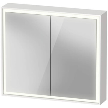 Duravit L-Cube Wall Hung White Matt Mirror Cabinet with Shaver Socket 700mm High - Two Door