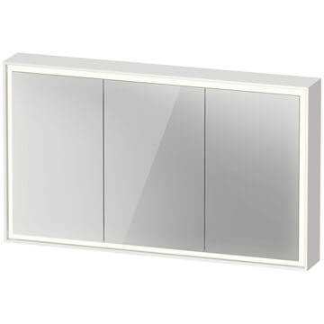 Duravit L-Cube Wall Hung White Matt Mirror Cabinet with Shaver Socket 1200 x 700mm - Three Door