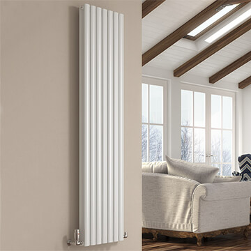 DQ Heating Cove Contemporary White Column Radiator - Steel - Single or Double Panel