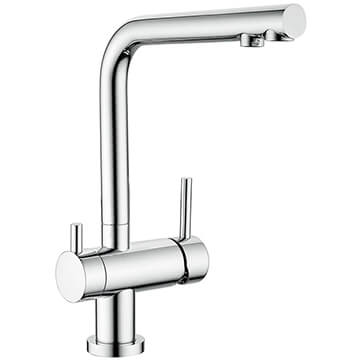 Clearwater Hydra L-Shaped Chrome Kitchen Filter Tap with Swivel Spout - Stick Handles