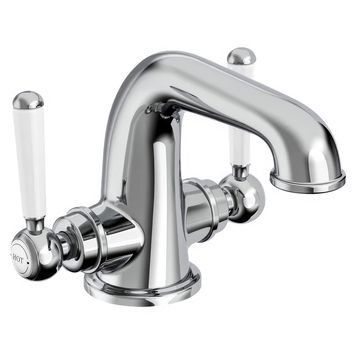 Tavistock Lansdown Traditional Basin Mixer Tap with Click Waste - Ceramic Handles - Deck Mounted