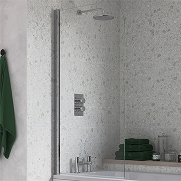 Joseph Miles 1500mm High Single Curved Panel Polished Silver Bath Screen