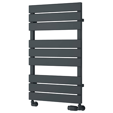 Reina Avola Designer Flat Heated Anthracite Towel Rail - 500mm Wide - Mild Steel