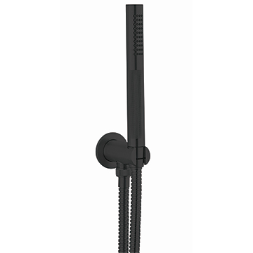 Crosswater Union Round Matt Black Shower Handset with Hose and Wall Outlet