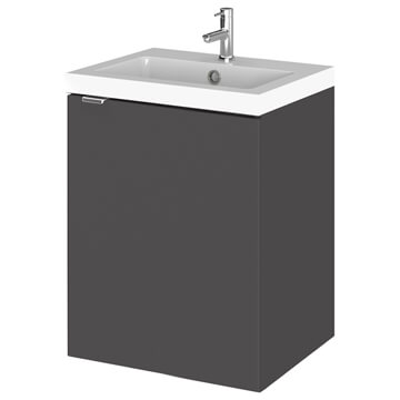 Hudson Reed Fusion Wall Hung Gloss Grey Small Vanity Unit with Sink - 405 x 576mm