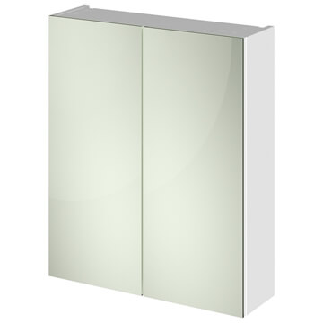 Hudson Reed Fusion 50-50 Wall Hung Gloss White Mirror Cabinet 600 x 715mm - Two Door