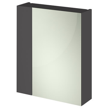 Hudson Reed Fusion 75-25 Wall Hung Gloss Grey Mirror Cabinet 600 x 715mm - Two Door