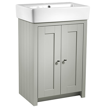 Tavistock Lansdown Freestanding Solid Wood Frame Traditional Pebble Grey Vanity Unit