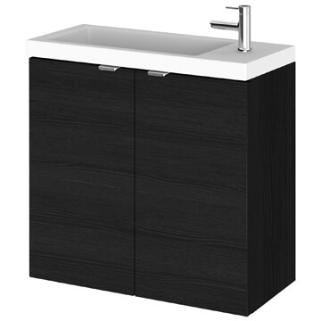 Hudson Reed Fusion Wall Hung Slimline Charcoal Black Vanity Unit with Basin - 605 x 260mm