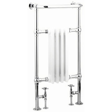 Reina Alicia Floorstanding Chrome and White Traditional Towel Radiator 475 x 950mm - Steel