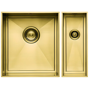 1810 Company Axixuno SET A 355U And 150U 1.5 Bowl Gold Brass Undermount Kitchen Sink