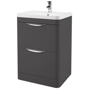 Nuie Parade Floorstanding 2 Drawer Vanity with Handle - Ex-Display Dark Grey