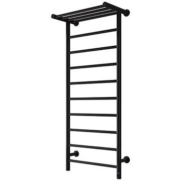 Reina Maira Black Electric Towel Rail with Shelf 500mm Wide - Stainless Steel