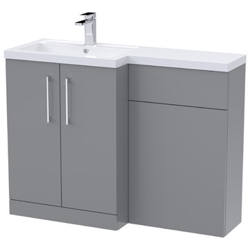 Nuie Arno Floorstanding Satin Grey Vanity and WC Combination Unit - 1105 x 800mm