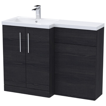 Nuie Arno Floorstanding Charcoal Black Vanity and WC Combination Unit - 1105 x 800mm