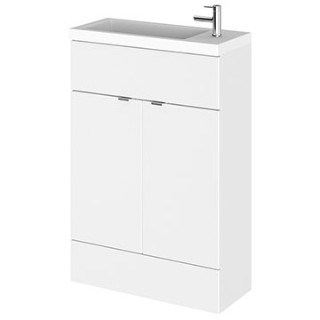 Hudson Reed Fusion Floorstanding Slimline Gloss White Vanity Unit with Basin - 605 x 260mm