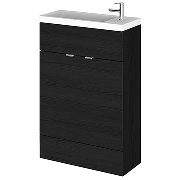 Hudson Reed Fusion Floorstanding Slimline Charcoal Black Vanity Unit with Basin