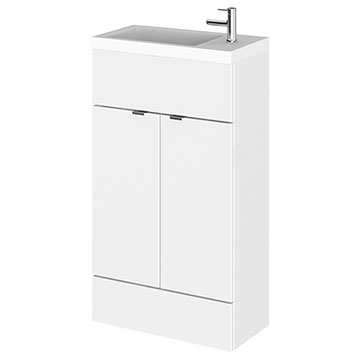 Hudson Reed Fusion Floorstanding Slimline Gloss White Vanity Unit with Basin - 505 x 904mm