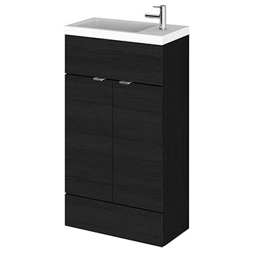 Hudson Reed Fusion Floorstanding Slimline Charcoal Black Vanity Unit with Basin