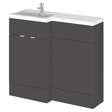 Hudson Reed Fusion Floorstanding Gloss Grey Fitted Furniture Pack 1000 x 864mm - Two Doors