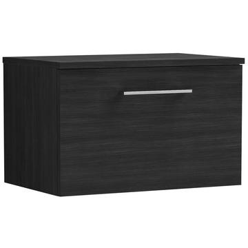 Nuie Arno Wall Hung Countertop Charcoal Black Vanity Unit with Worktop and Handle