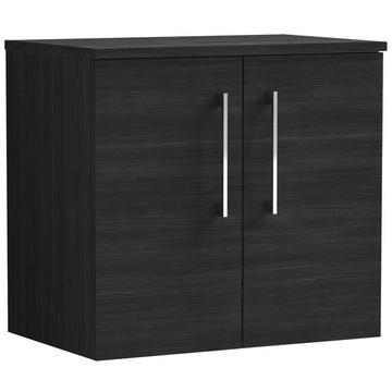 Nuie Arno Wall Hung Countertop Charcoal Black Vanity Unit with Worktop - 605 x 557mm