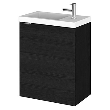 Hudson Reed Fusion Compact Wall Hung Charcoal Black Vanity Unit with Basin - 405 x 579mm