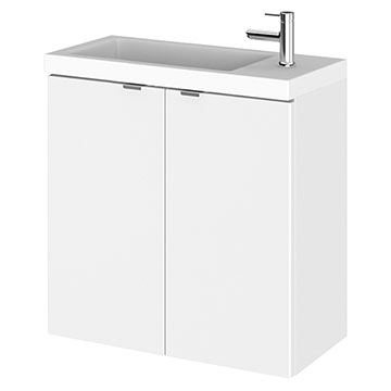 Hudson Reed Fusion Wall Hung Slimline Gloss White Vanity Unit with Basin - 505 x 260mm