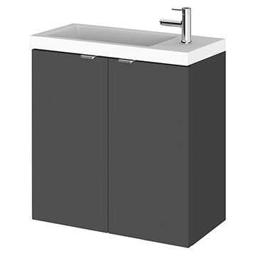 Hudson Reed Fusion Wall Hung Slimline Gloss Grey Vanity Unit with Basin - 505 x 260mm